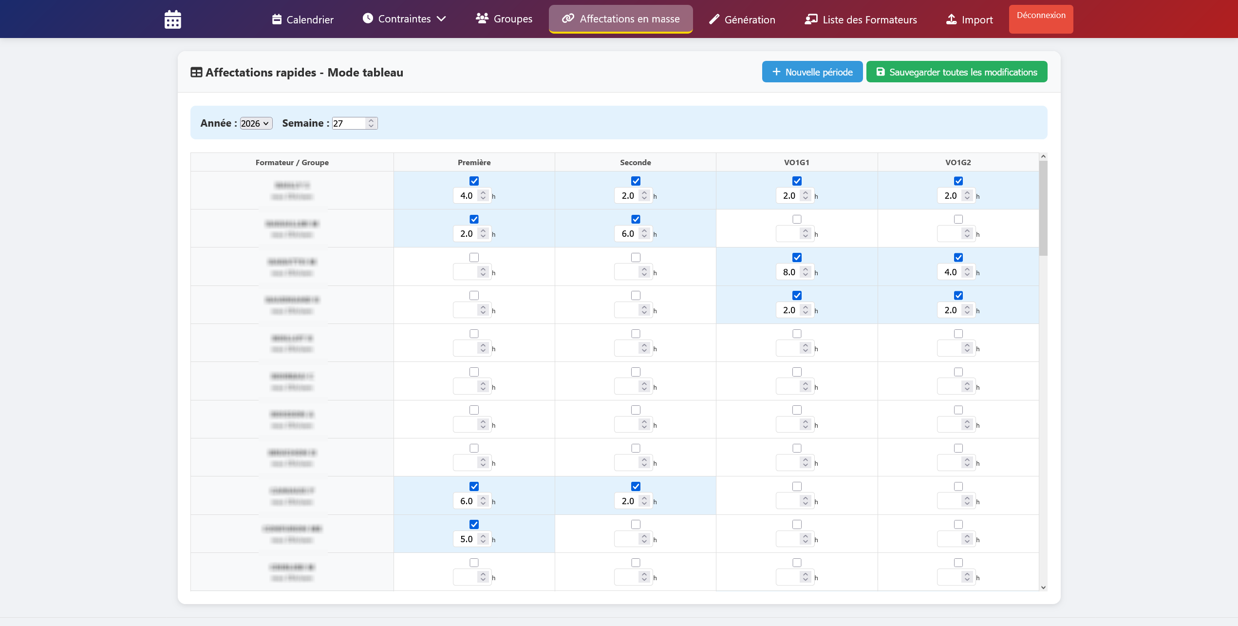 affectations formateurs groupes